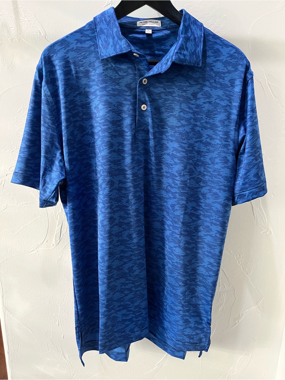 Peter Millar Blue Patterned Short-Sleeve Polo